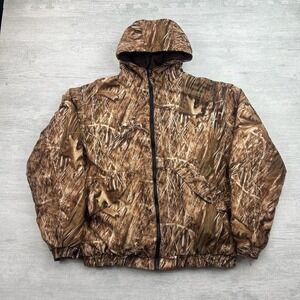 Vintage Huntsworth Jacket Mens Medium Brown Grass Camo NTA Hooded Hunting